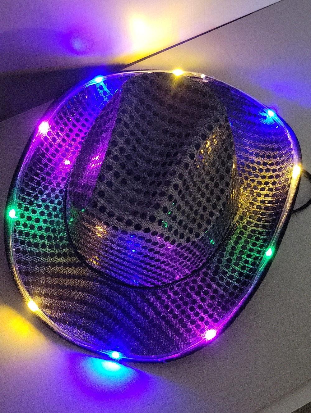 Sequin Light Up Led Flashing Cowboy Hat with Sequins Leds Cowgirl Western